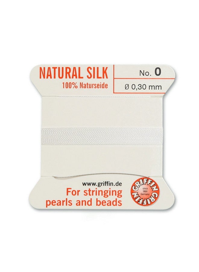 Griffin Griffin Silk Bead Cord Perlseide - White Color - Size 0 (0.30mm) - 2 Meters per Card - Stainless Steel Needle Attached - for Knotting Pearls, Gemstones, Crystals and Beads - Image 2