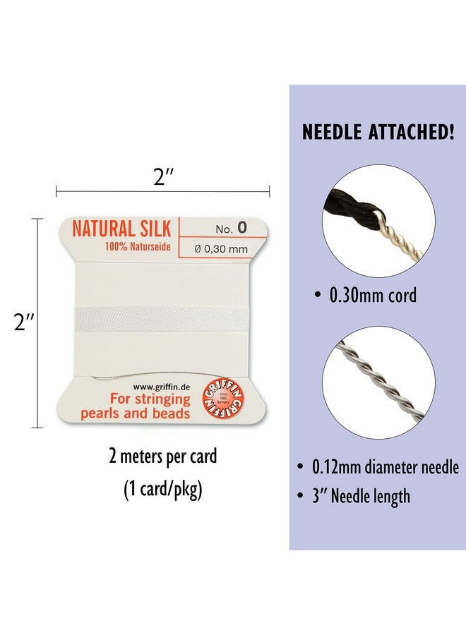 Griffin Griffin Silk Bead Cord Perlseide - White Color - Size 0 (0.30mm) - 2 Meters per Card - Stainless Steel Needle Attached - for Knotting Pearls, Gemstones, Crystals and Beads - Image 4