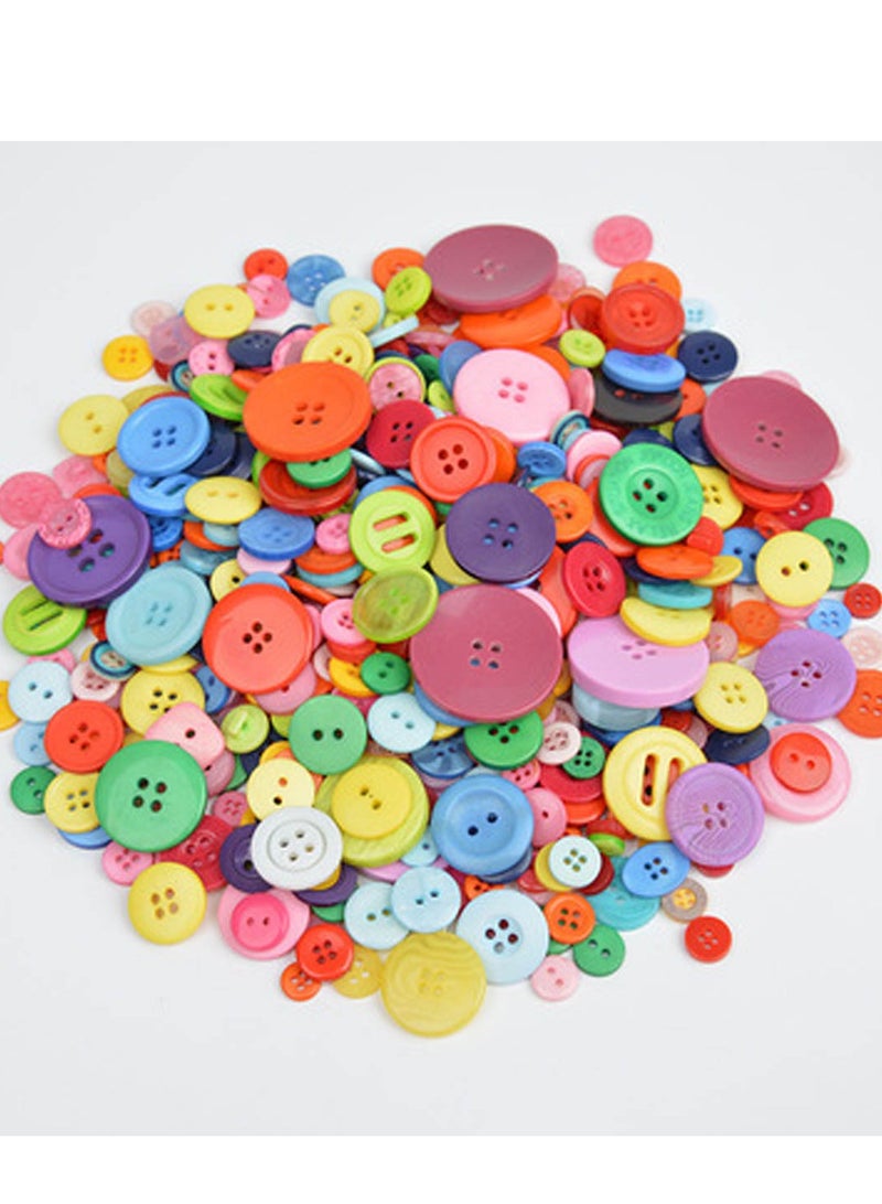 600 Pcs Colorful Resin Buttons Set, Assorted Sizes 2 & 4-Hole Round Craft Buttons for Sewing, DIY Projects & Kids' Creative Crafts - Image 1