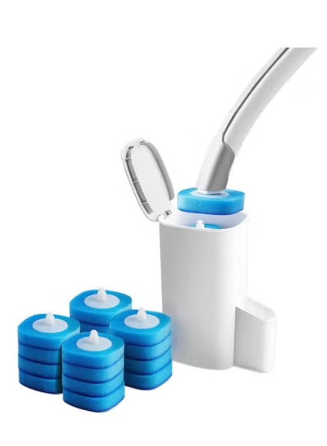 Disposable Toilet Brush, Toilet Bowl Cleaner Brush with 16 PCS Toilet Brush Refills, Toilet Cleaner Refill Pads, Storage Caddy for Bathroom Cleaning (Wall-mounted) - Image 1