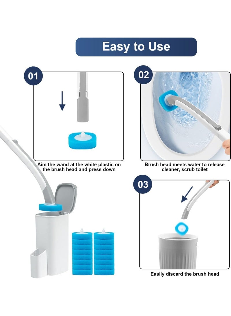 Disposable Toilet Brush, Toilet Bowl Cleaner Brush with 16 PCS Toilet Brush Refills, Toilet Cleaner Refill Pads, Storage Caddy for Bathroom Cleaning (Wall-mounted) - Image 4
