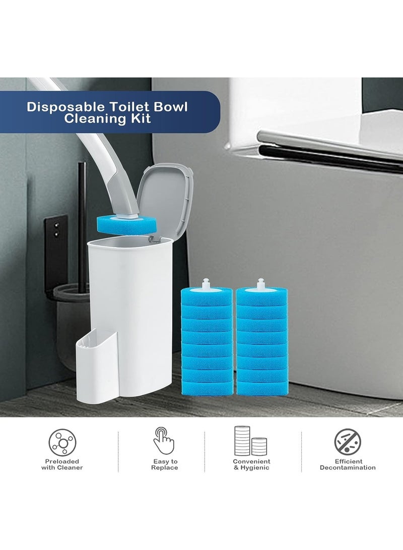 Disposable Toilet Brush, Toilet Bowl Cleaner Brush with 16 PCS Toilet Brush Refills, Toilet Cleaner Refill Pads, Storage Caddy for Bathroom Cleaning (Wall-mounted) - Image 5