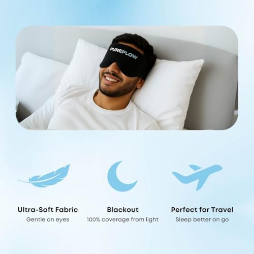 PureFlow Deep Sleep Mask for Men & Women | Ultra-Soft Velvet Eye Mask | 100% Blackout | Adjustable No-Pressure Fit | Perfect for Travel, Meditation & Sleeping | Premium Comfort Sleep Mask - Image 3