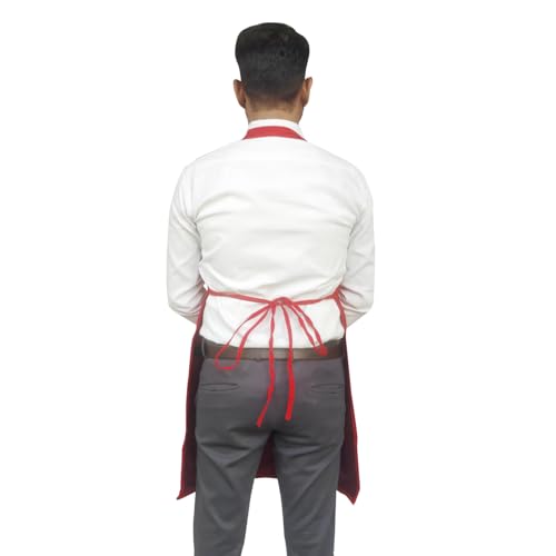 Switchon Polyester Printed Free Size Chef's Cooking Kitchen Apron With Cap - Head Chef (Red) - Image 3