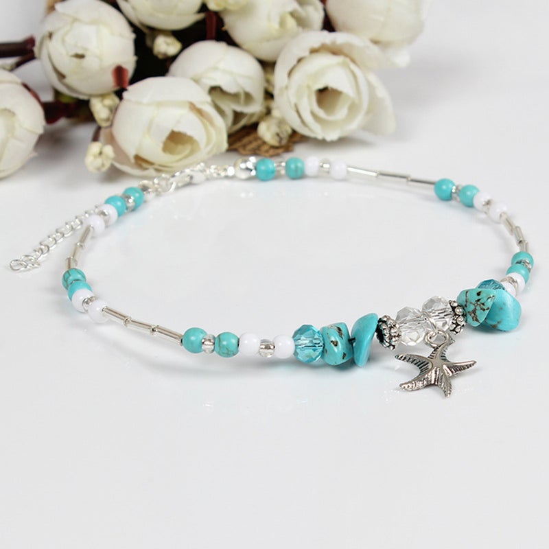 Universal Ankle Bracelet with Star Shape Pendant Geometric Type Foot Jewelry Simple Handmade Alloy Anklet - Image 4