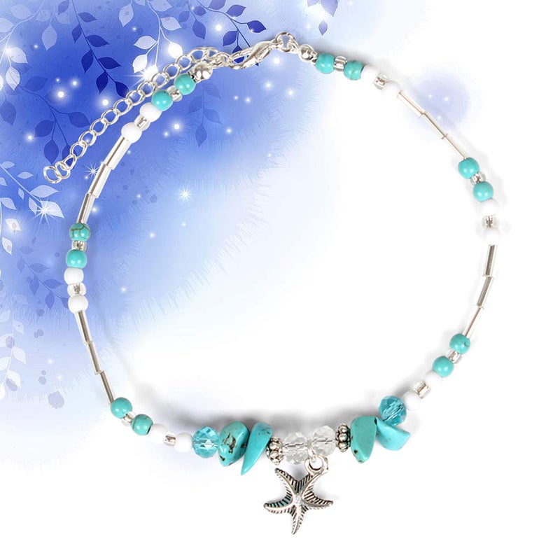 Universal Ankle Bracelet with Star Shape Pendant Geometric Type Foot Jewelry Simple Handmade Alloy Anklet - Image 3