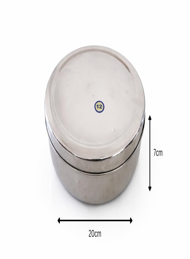 Duodeno Stainless Steel Indian Masala Dabba (20 cm) | 7 Compartments Spice Cups + Spoon | Airtight Kitchen Spice Round Storage Box (Silver) - Image 5