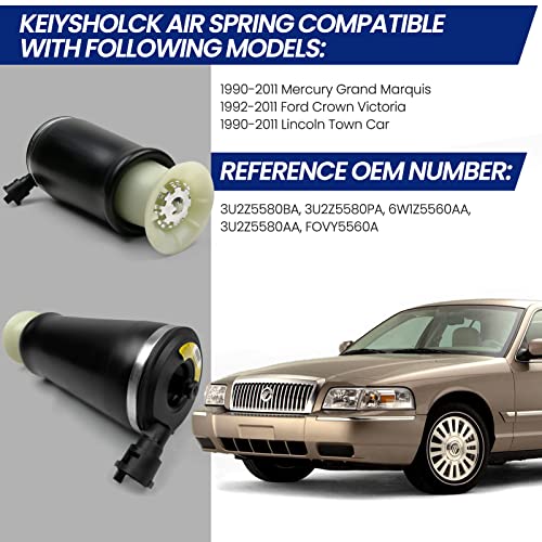 KEIYSHOLCK 2Pcs Rear Air Spring Suspension, Compatible with 1990-2011 Mercury Grand Marquis, Lincoln Town Car, 1992-2011 F-ord Crown Victoria 3U2Z5580BA 3U2Z5580PA 6W1Z5560AA FOVY5560A - Image 5