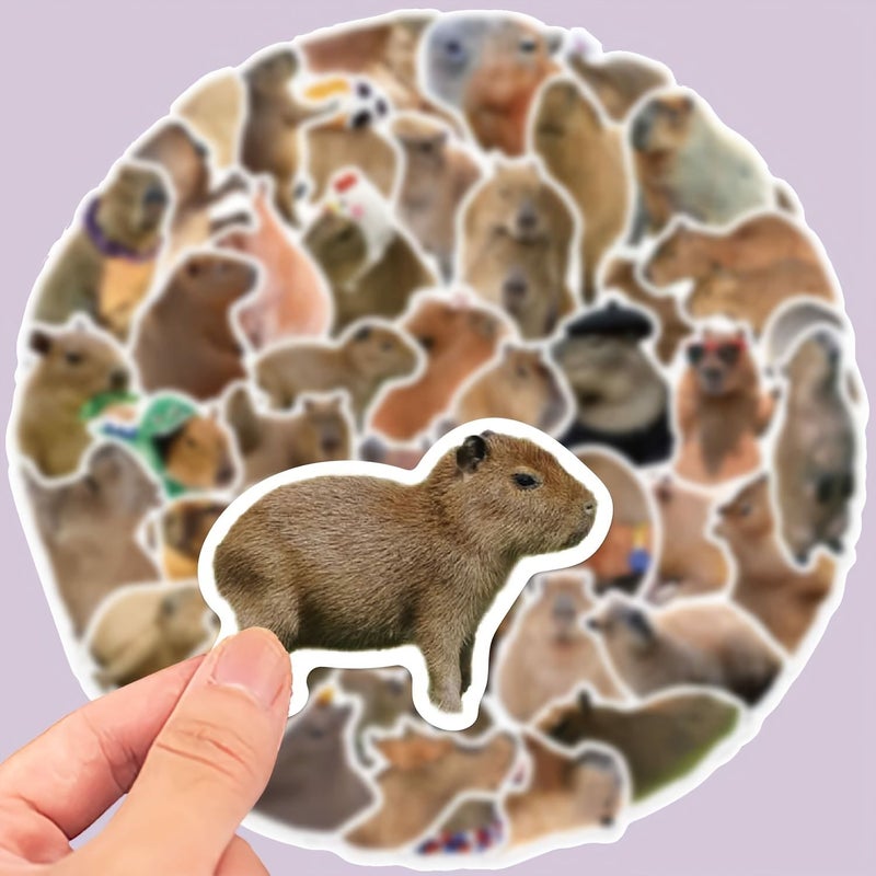 Multicolor Matte Capybara Sticker Set for Phone Laptops Bottles 50pcs - Image 1