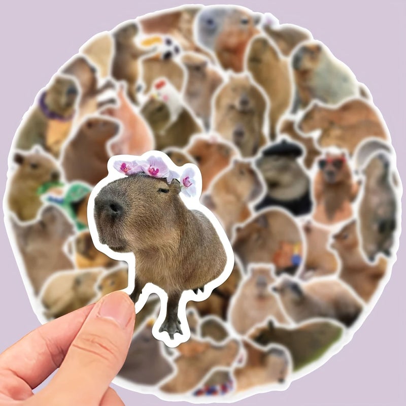 Multicolor Matte Capybara Sticker Set for Phone Laptops Bottles 50pcs - Image 5