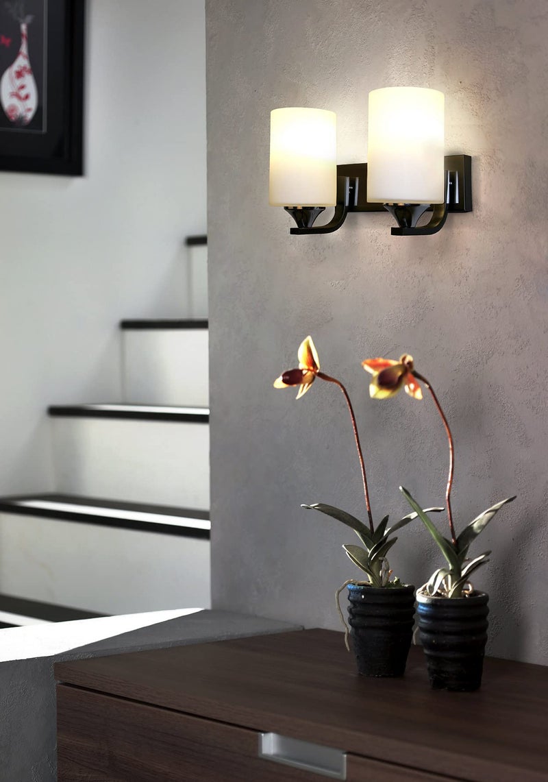 BrightLyt Dual/Double Wall Lights for Living Room, Wall Lamps for Bedroom/Home Decoration (Classic Design White Frosted Glass, Two Shade) - Image 2