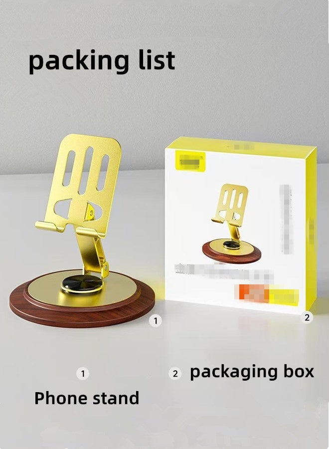 Folding Desktop Phone Stand,Phone Holder,Mobile and Tablet Stand,360° Swivelling Solid Wood Base+All-Metal Adjustable Collapsible Premium Phone Holder,Phone Mount ,Compatible with iPhone,iPad,Android Mobile Phones and Tablets for Office/Live/Movie Watching,Mount,Mobile and Tablet Holder Premium-Gold - Image 5