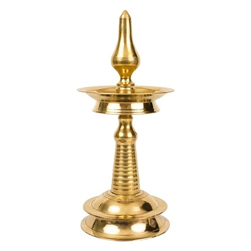 Spillbox Traditional Brass Kerala Kuthu villaku Diya for Puja|Lord Ayyappan Vilakku|Pooja Aarti|Arti Deepak Deepam Oil Lamp for Home Temple Puja Articles Decor Gifts- Kerala Nila Villakku(11 inch, 2) - Image 3