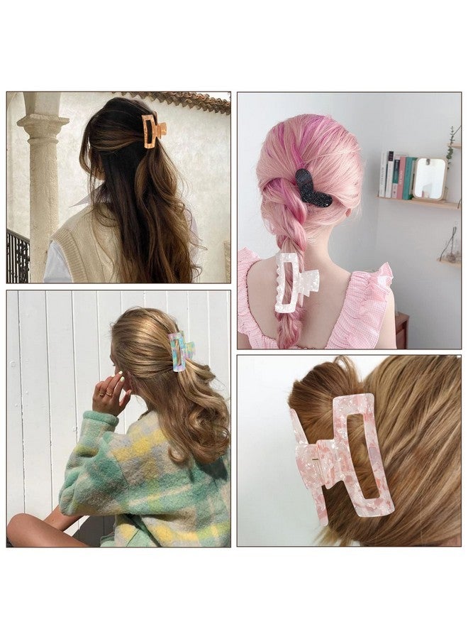 Magicsky 10 Pcs Hair Claw Clips for Women, Marble Tortoise Acrylic Large Clip Thick Thin Hair, Cute Butterfly Barrettes Pins, Aesthetic Styling Accessories Girls,Brown Opal Pink - Image 5