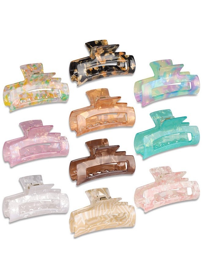 Magicsky 10 Pcs Hair Claw Clips for Women, Marble Tortoise Acrylic Large Clip Thick Thin Hair, Cute Butterfly Barrettes Pins, Aesthetic Styling Accessories Girls,Brown Opal Pink - Image 1