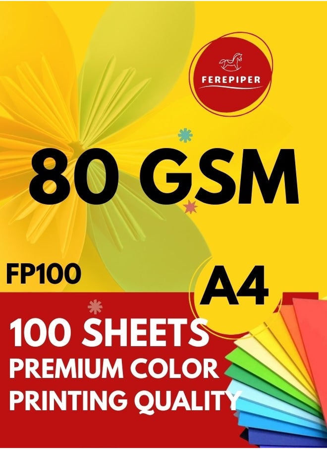 ferepiper - Ferepiper™ 100PCS A4 size 10 assorted colors 80 gsm copier quality paper for printing art craft origami - Image 1
