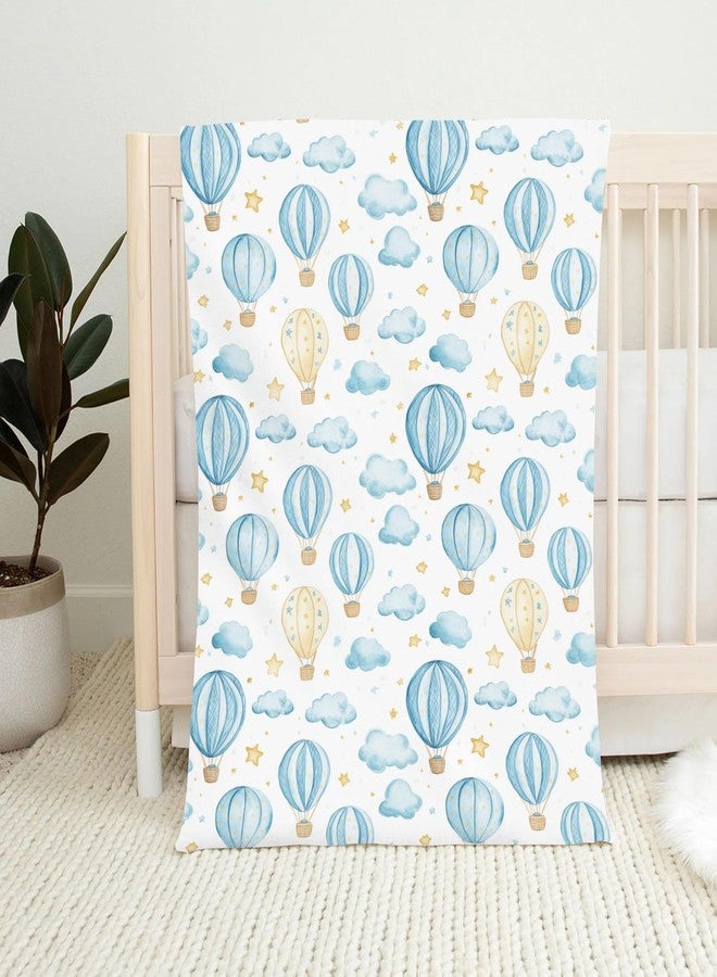 Wicbfdfv Cute Hot Air Balloon Stars Blue Baby Boy Girl Blankets Balloons Cloud Swaddle Blankets Flannel Receiving Blankets Toddler Newborn Daycare Infant Nursery Crib Bed Blankets White 30x40inch - Image 2