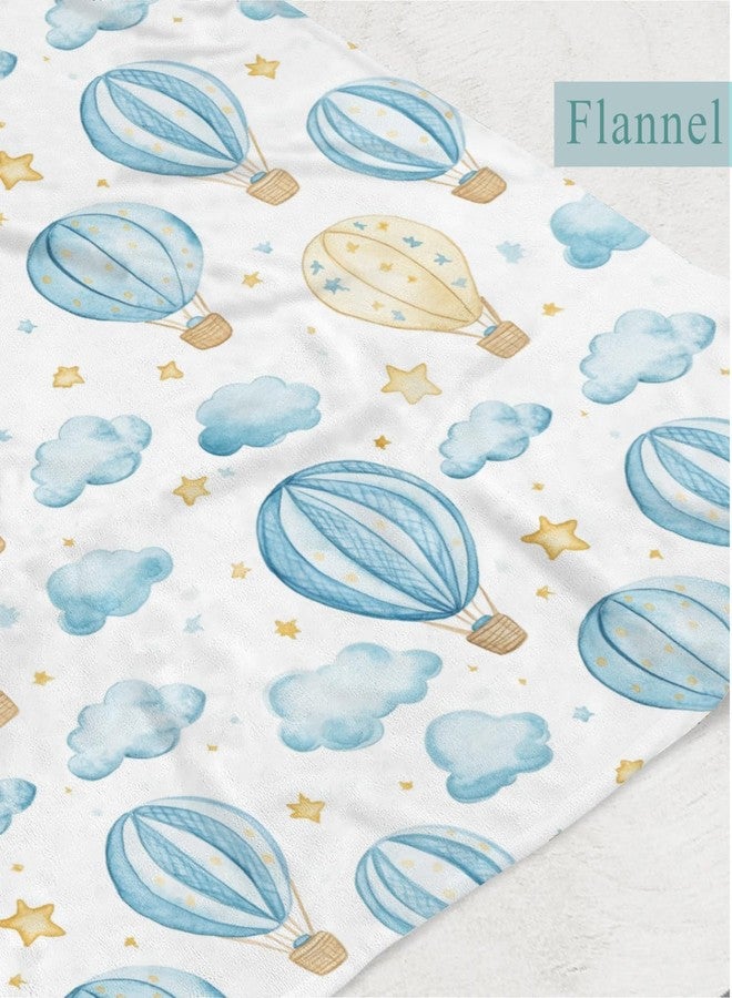 Wicbfdfv Cute Hot Air Balloon Stars Blue Baby Boy Girl Blankets Balloons Cloud Swaddle Blankets Flannel Receiving Blankets Toddler Newborn Daycare Infant Nursery Crib Bed Blankets White 30x40inch - Image 3