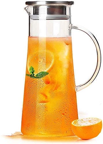 Aktnil 1300 ml 13 lt Glass Pitcher with lid iced Tea Pitcher Water jug hot Cold Water ice Tea Wine Coffee Milk and Juice Beverage Carafes - Image 1