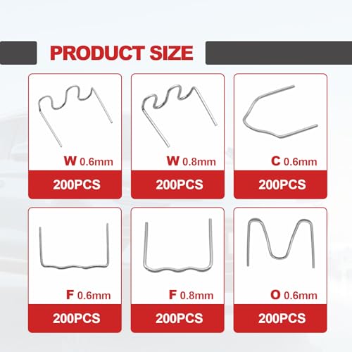 BSAMZO 1200 Plastic Welder Staples - 6 Types Hot and Wave Staples for Car Bumper Repair, Architectural Modeling, and Plastic Craft Welding Supplies - Image 2