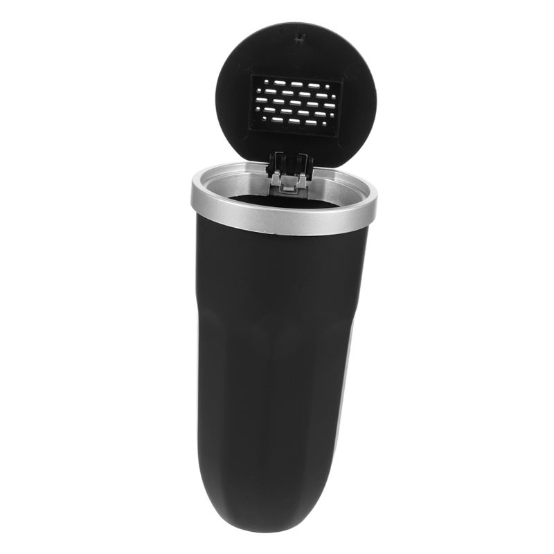 Grey Car Trash Can With Lid Small Garbage Bin For Cup Holder Automotive Accessory - Image 2