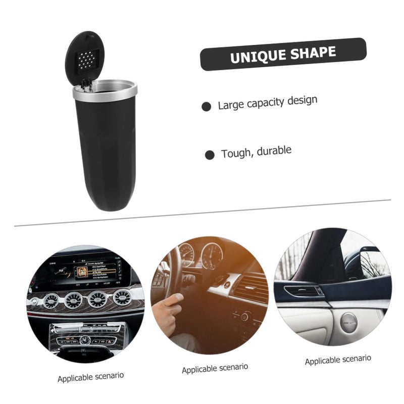 Grey Car Trash Can With Lid Small Garbage Bin For Cup Holder Automotive Accessory - Image 3