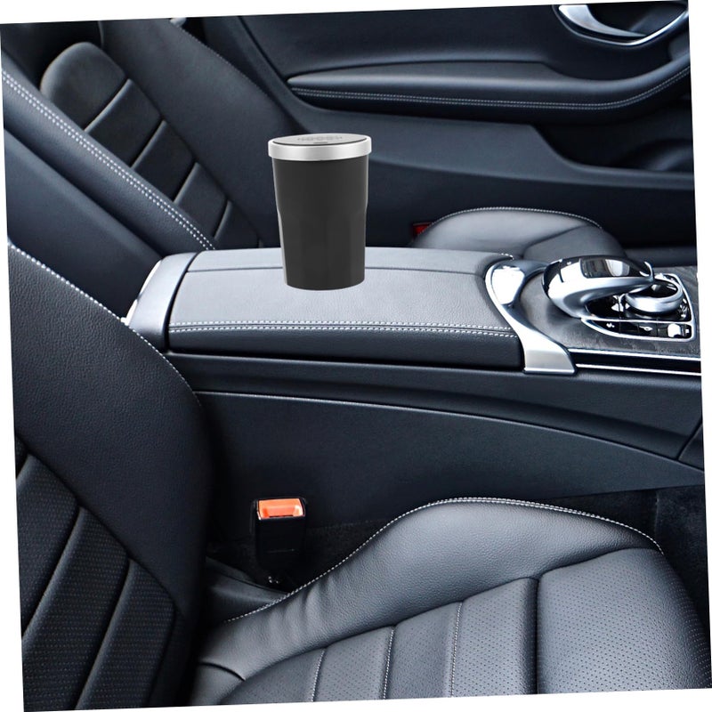 Grey Car Trash Can With Lid Small Garbage Bin For Cup Holder Automotive Accessory - Image 4