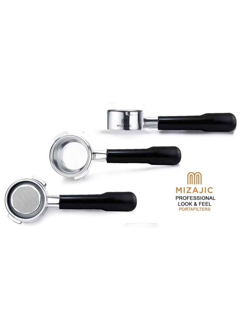 مزاجك فلتر بورتافلتر مقاس 58 مم لفلتر القهوة العاري من Gaggia بدون قاع مع سلة بديلة من الفولاذ المقاوم للصدأ ومقبض ABS - Image 2