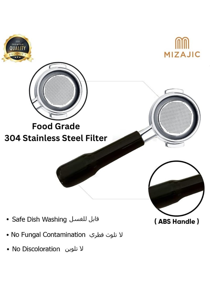 مزاجك فلتر بورتافلتر مقاس 58 مم لفلتر القهوة العاري من Gaggia بدون قاع مع سلة بديلة من الفولاذ المقاوم للصدأ ومقبض ABS - Image 4