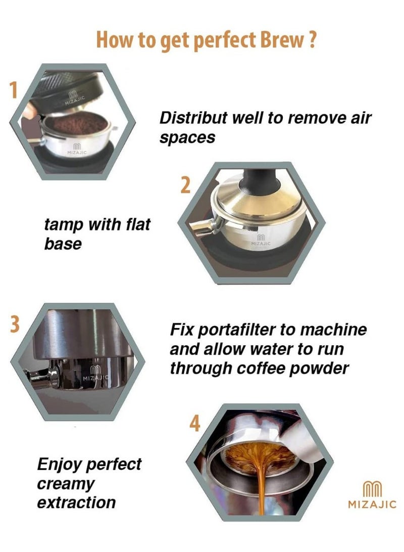 مزاجك فلتر بورتافلتر مقاس 58 مم لفلتر القهوة العاري من Gaggia بدون قاع مع سلة بديلة من الفولاذ المقاوم للصدأ ومقبض ABS - Image 5