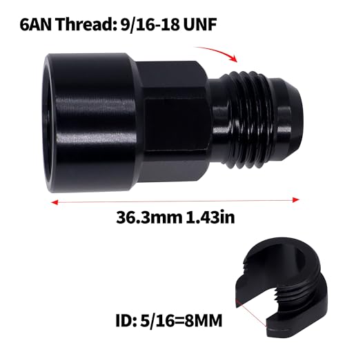 OXCANO 6AN Male to 5/16" Quick-Disconnect Female Push-On EFI Fuel Rail Fitting Aluminum 2pcs - Image 4