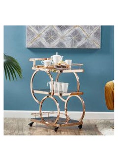 A luxurious serving cart table that adds a modern touch to your home décor, gold/transparent