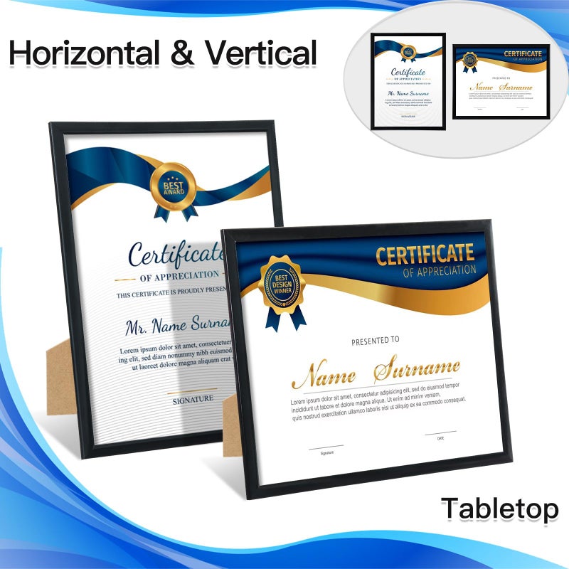 ELSKER&HOME ELSKER&HOME 8.5 x 11 Frame Black 12 Pack  Certificate Award Document Diploma Frame Multi Pack  8.5x11 Picture Frame for Wall & Tabletop Mounting in Horizontal or Vertical Format  - Image 5