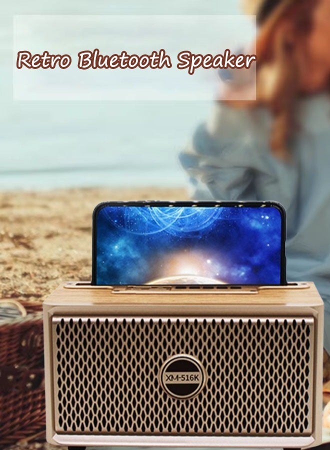 Retro Wooden Bluetooth Speaker  Portable Wireless Speaker Bluetooth Heavy Bass Music Player Long Playtime Outdoor Speaker For Home Office Party Gift For Friend (Brown) - Image 1