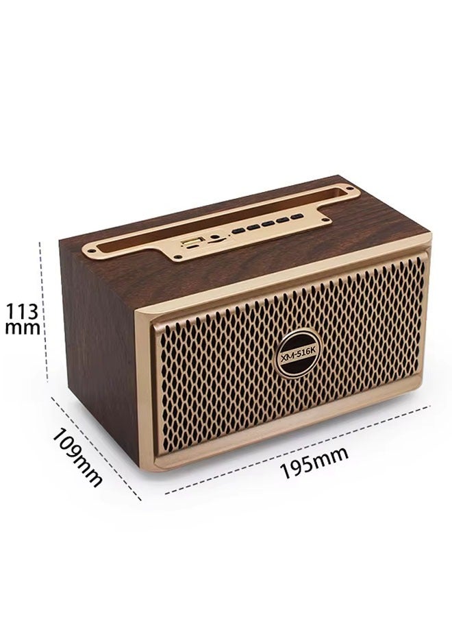 Retro Wooden Bluetooth Speaker  Portable Wireless Speaker Bluetooth Heavy Bass Music Player Long Playtime Outdoor Speaker For Home Office Party Gift For Friend (Brown) - Image 2