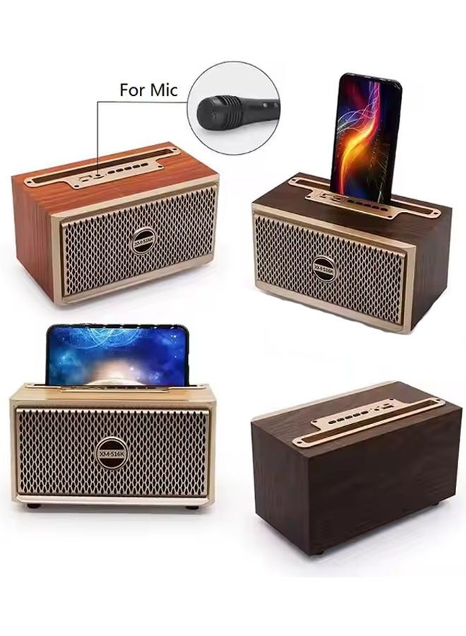 Retro Wooden Bluetooth Speaker  Portable Wireless Speaker Bluetooth Heavy Bass Music Player Long Playtime Outdoor Speaker For Home Office Party Gift For Friend (Brown) - Image 5