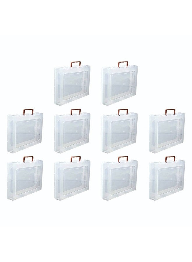 DARKZONE Multi-Purpose Rectangular Plastic Storage Box with Locks and Handle |Transparent Plastic Box for Saree, Laptop, Books & Clothes (15.5" X 13" X 2.5 Inch, 10) - Image 1