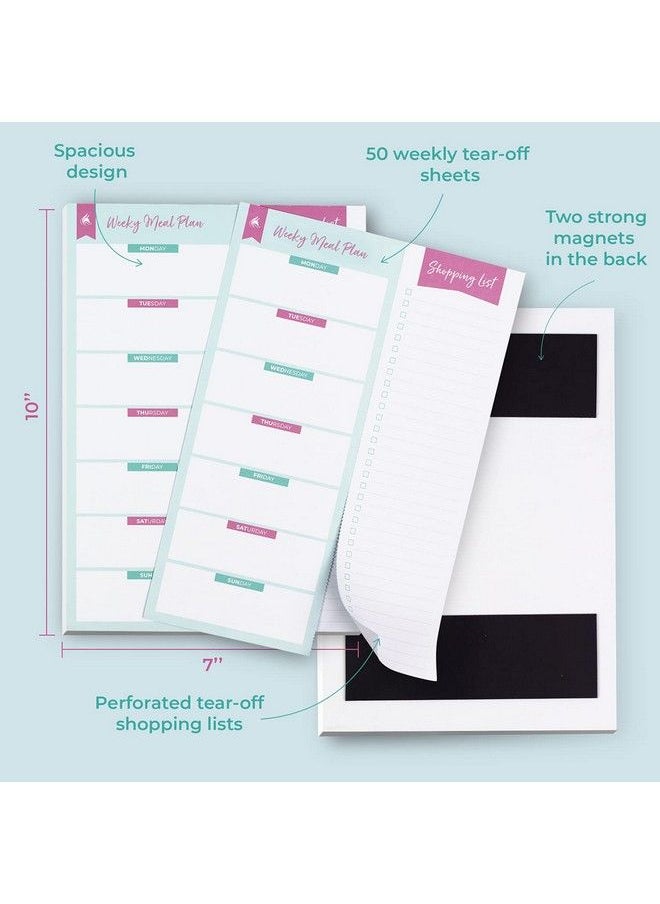 Clever Fox - Magnetic Meal Planner Weekly And Daily Meal Plan & Shopping List Pad Meal Prep Planning Magnet Notebook For Fridge Menu Notepad With Tear Away Grocery Lists 50 Pages 7″ X 10″ Green - Image 1