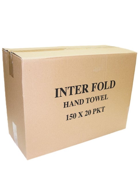 Interfold Hand Tissues (150 Sheets x 20 Packs) 3000 Count, Made in UAE