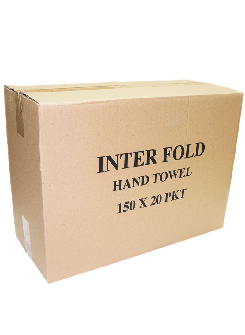 Generic Interfold Hand Tissues (150 Sheets x 20 Packs) 3000 Count, Made in UAE  - Image 1