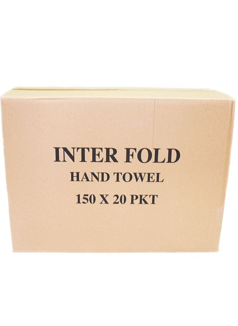 Generic - Interfold Hand Tissues (150 Sheets x 20 Packs) 3000 Count, Made in UAE - Image 1