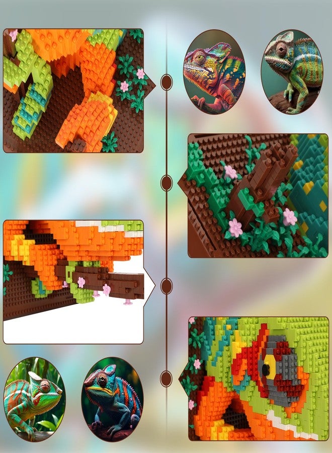 Redants 3D Wall Art Chameleon Animal Micro Building Blocks Set for Adults, 2688 PCS, Unique Home Decor & Creative Table Display, Creative Gift Toy for Art Enthusiasts And People Who Love Building Blocks - Image 4