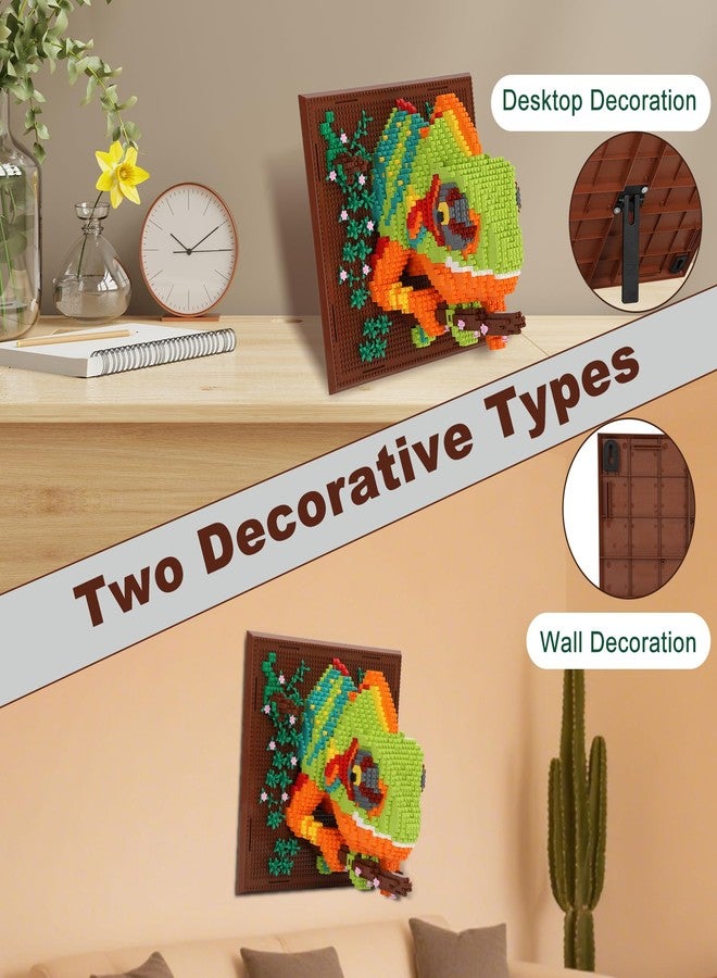 Redants 3D Wall Art Chameleon Animal Micro Building Blocks Set for Adults, 2688 PCS, Unique Home Decor & Creative Table Display, Creative Gift Toy for Art Enthusiasts And People Who Love Building Blocks - Image 3