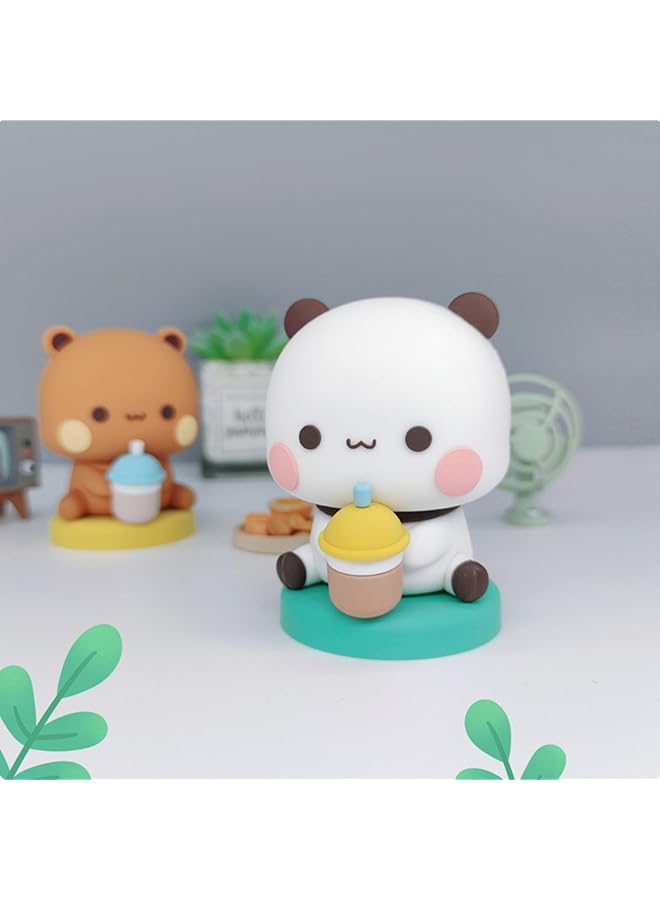 erorex Bubu Dudu Bobble Figure 4Pcs Panda Bear Kawaii Car Dashboard Decorations Cute Cartoon Statue For Car Interior Tabletop Ornament Office Desk Decor Gift For Car Home Tabletop Backpack - Image 2