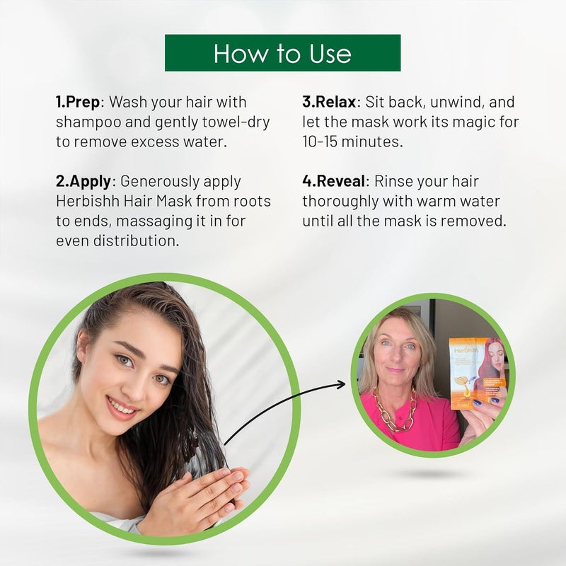 Herbishh Argan Hair Mask - Deep Conditioning & Hydration, Pack of 20 Pouches (25ml each) - Image 4