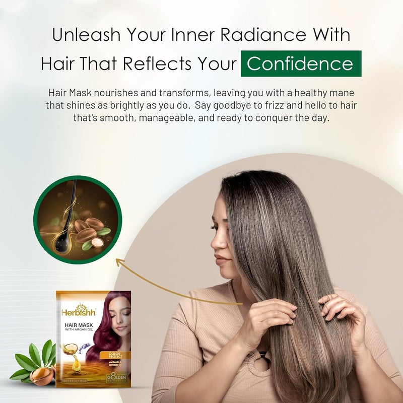 Herbishh Argan Hair Mask - Deep Conditioning & Hydration, Pack of 20 Pouches (25ml each) - Image 5