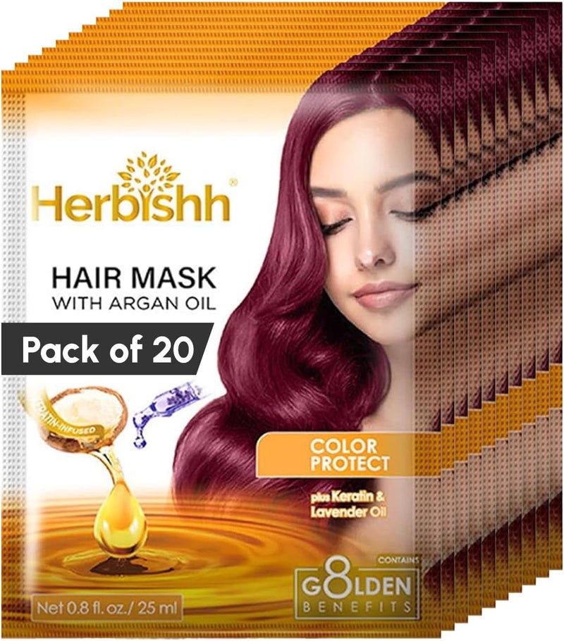 Herbishh Argan Hair Mask - Deep Conditioning & Hydration, Pack of 20 Pouches (25ml each) - Image 1