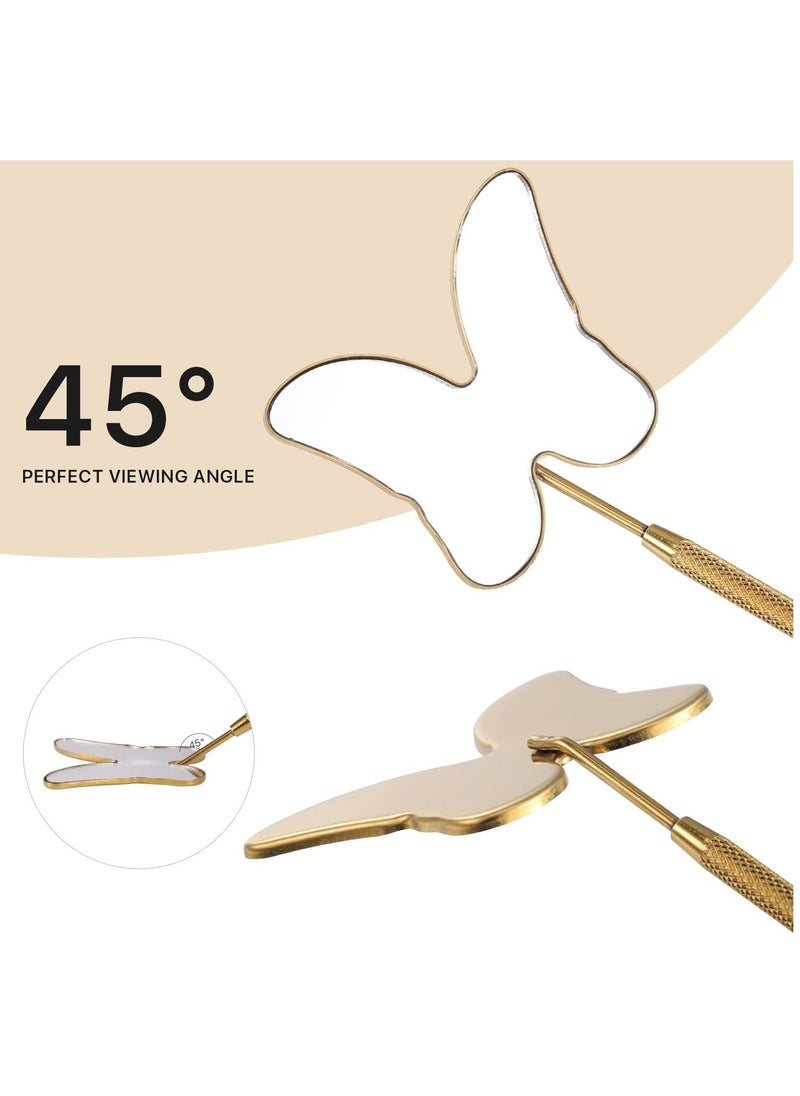 KASTWAVE Butterfly Lash Mirror - Cute 2.5inch Stainless Steel Eyelash Extension Mirror, Detachable Makeup Mirror for Lash Supplies, Gold  - Image 5