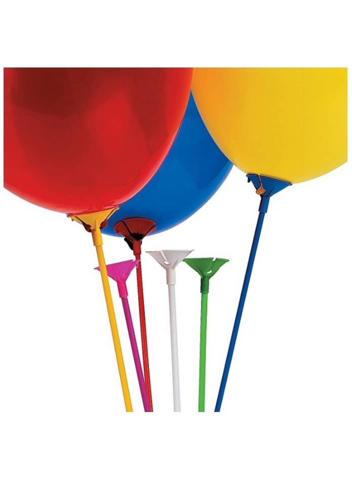 JOLLITY LLC حامل بالونات أعمدة ملونة مجموعة طويلة من البلاستيك (أكواب وعصي) لتزيين حفلات عيد الميلاد وحفلات استقبال المواليد عبوة من 40 قطعة - Image 2