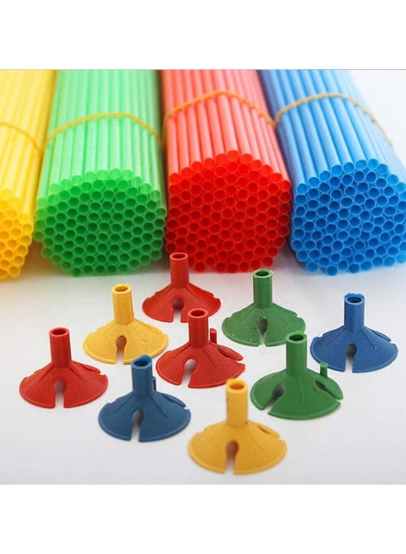 JOLLITY LLC حامل بالونات أعمدة ملونة مجموعة طويلة من البلاستيك (أكواب وعصي) لتزيين حفلات عيد الميلاد وحفلات استقبال المواليد عبوة من 40 قطعة - Image 3